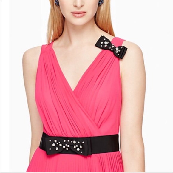 NWT Kate Spade Hot Pink Dress Black Gem Bow Detail - Picture 4 of 4